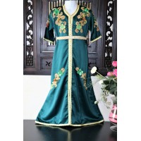 caftan petite fille vert emeraude