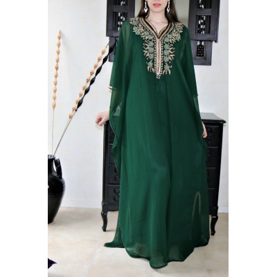 Gandoura marocaine vert royal