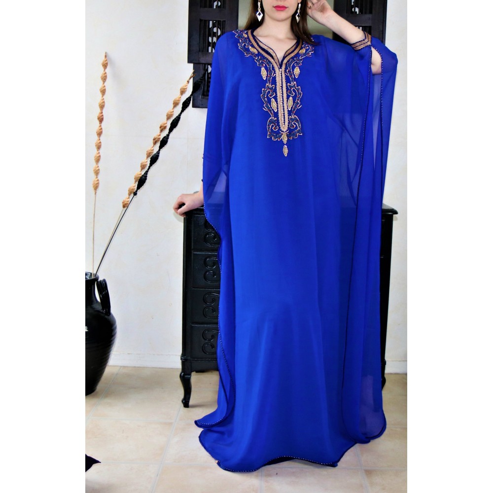 Gandoura marocaine bleu