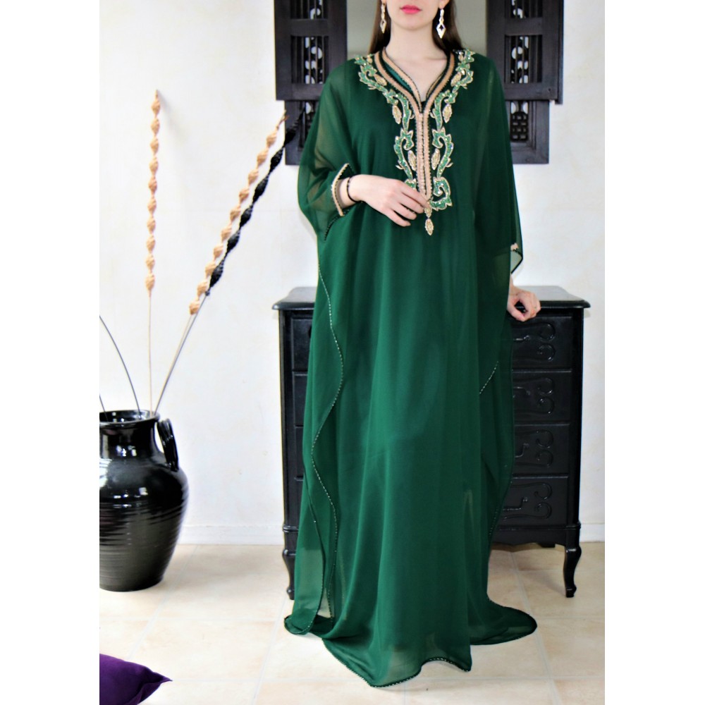 Gandoura marocaine vert royal