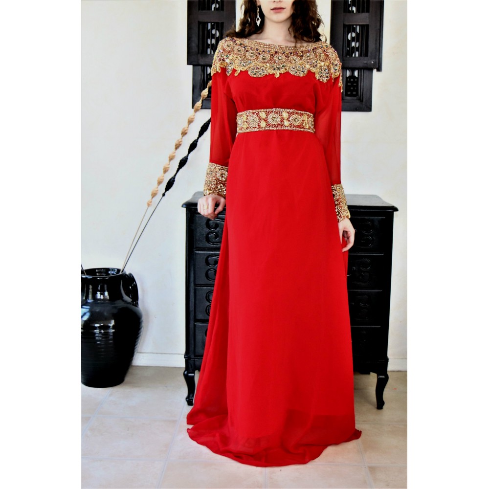 Caftan dubai rouge & doré