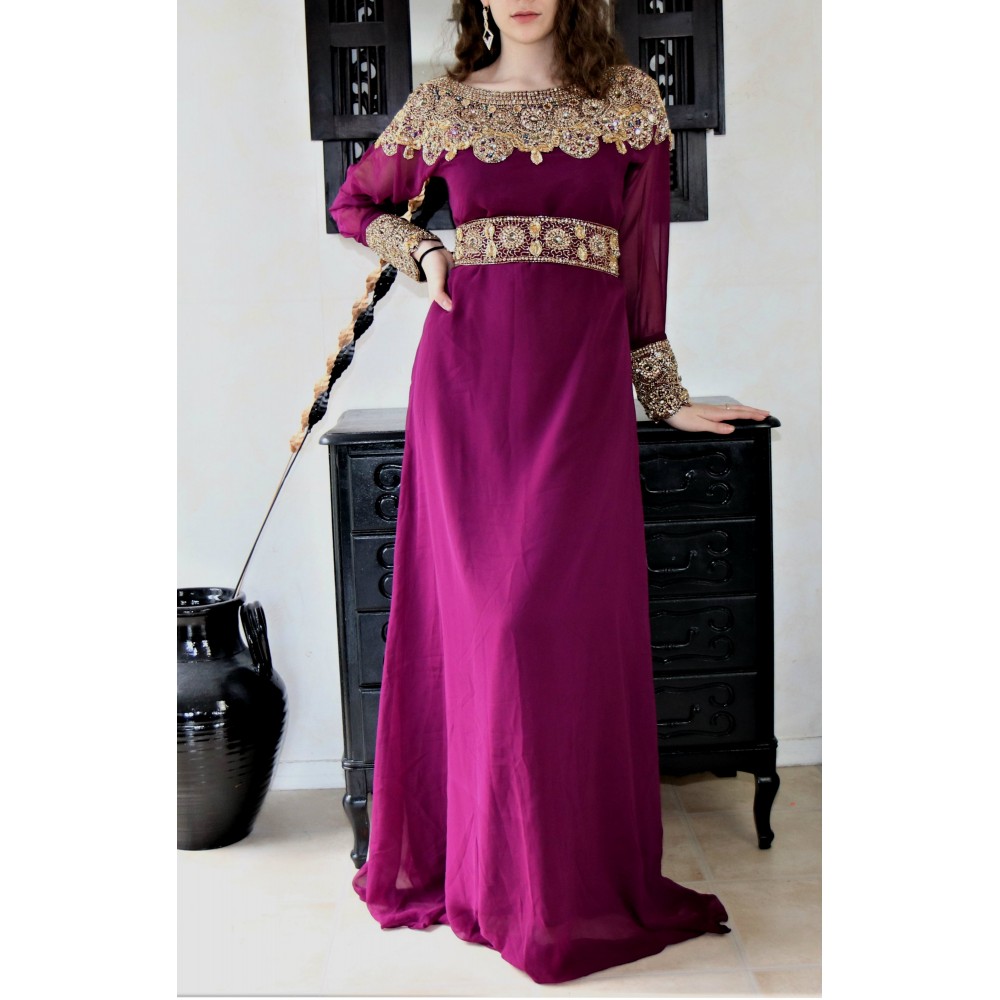 Caftan dubai prune & doré