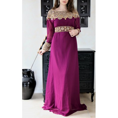 Caftan dubai prune & doré