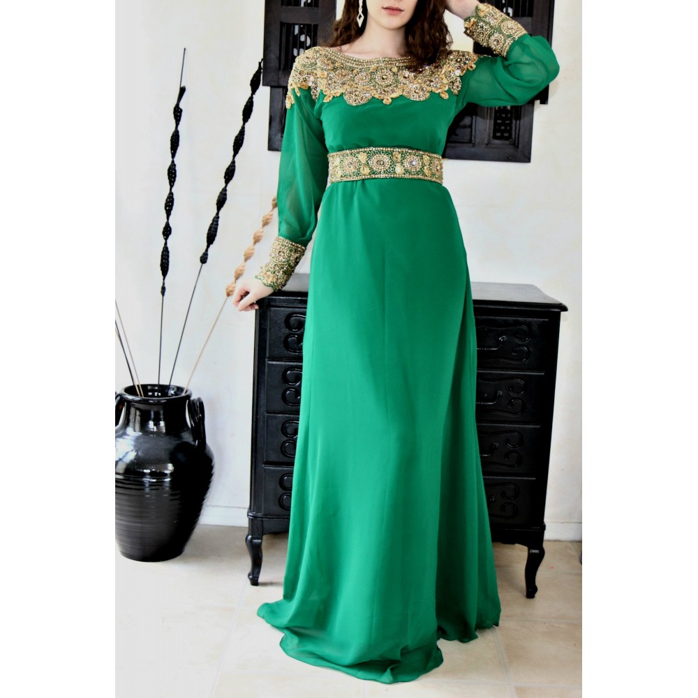 Caftan dubai vert & doré