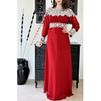 Caftan dubai bordeau & argent