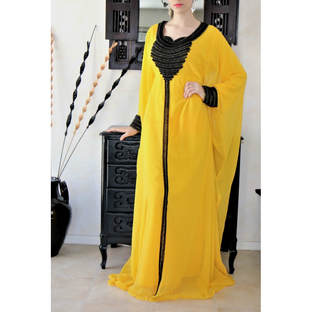 Robe dubai papillon jaune