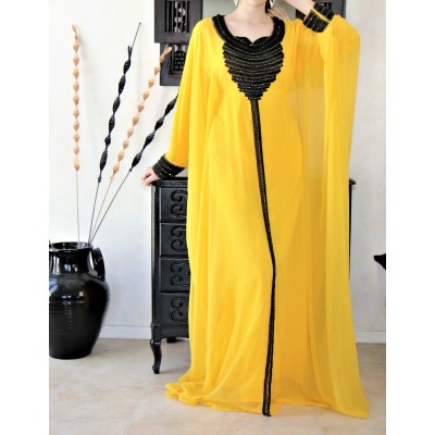 Robe dubai papillon jaune