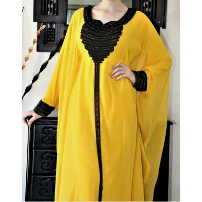 Robe dubai papillon jaune