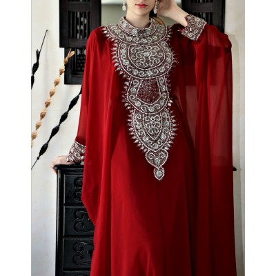 robe dubai papillon rouge bordeau