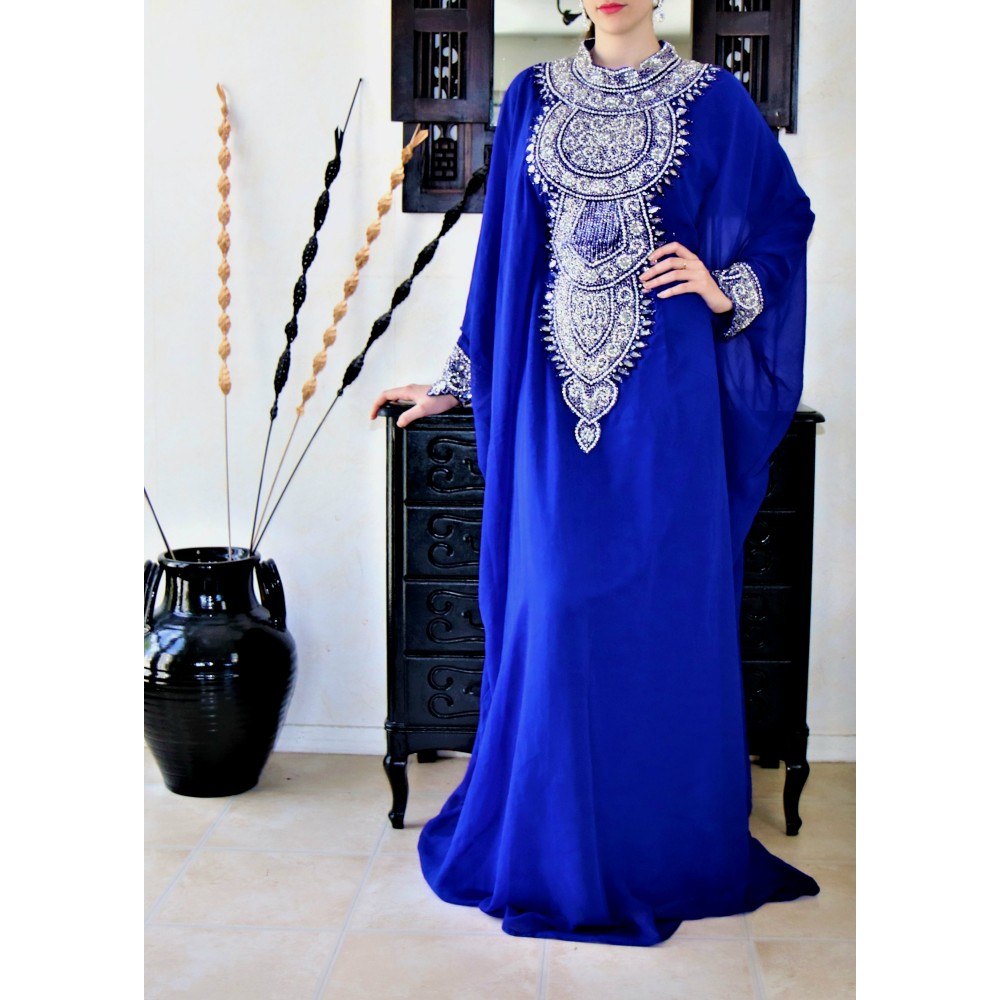 Robe dubai papillon bleu