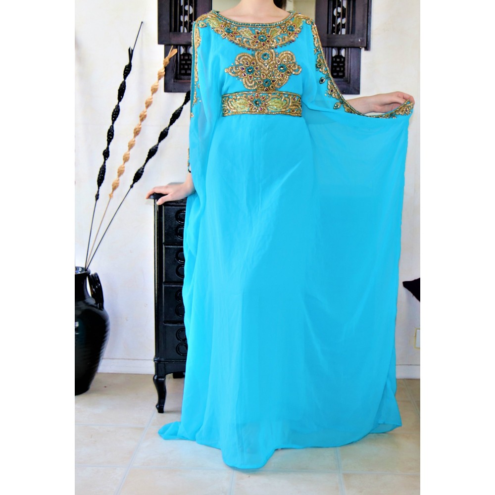 Robe orientale dubai moderne bleu