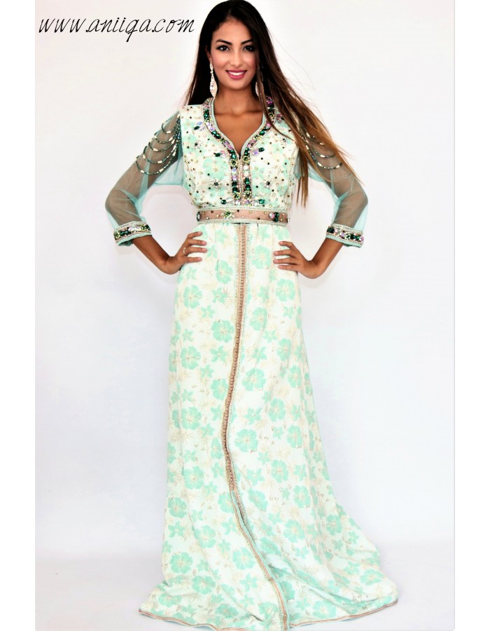  caftan brocard  vert perl  brod  caftan  moderne 2022 