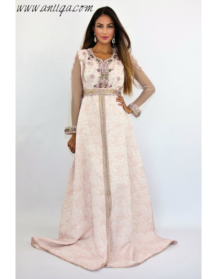 caftan marocain moderne brocard 2019, robe caftan simple 2019, caftan