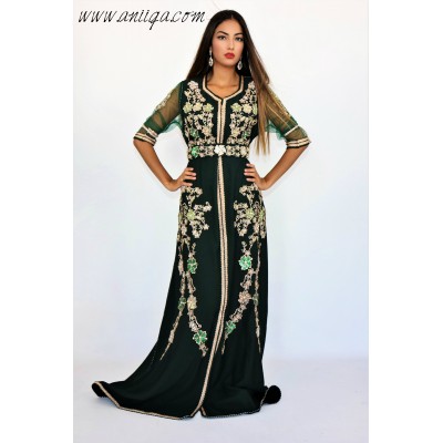 Caftan tendance crêpe brodé et perlé 2018/2019