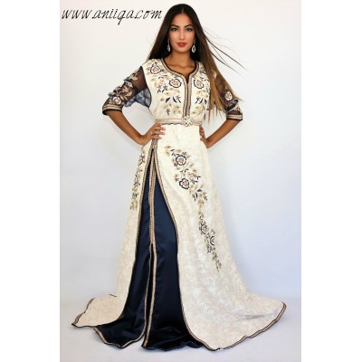 Caftan brocard brodé et perlé modèle 2018/2019