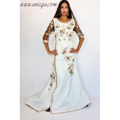 Caftan brocard brodé et perlé modèle 2018/2019