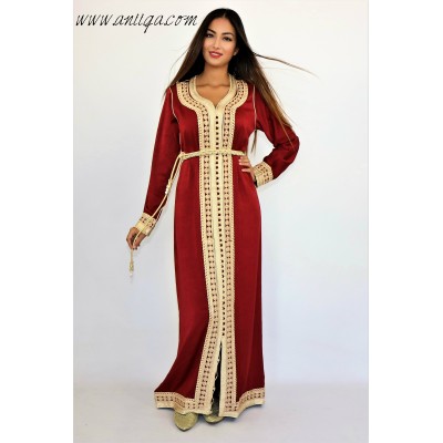 Caftan simple mlifa brodé et perlé