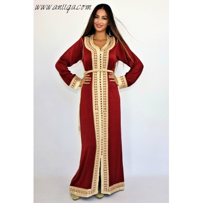 Caftan simple mlifa brodé et perlé