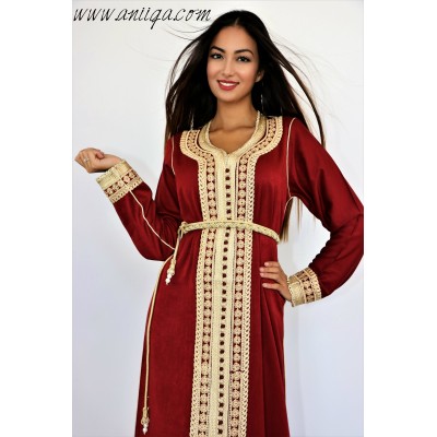 Caftan simple mlifa brodé et perlé