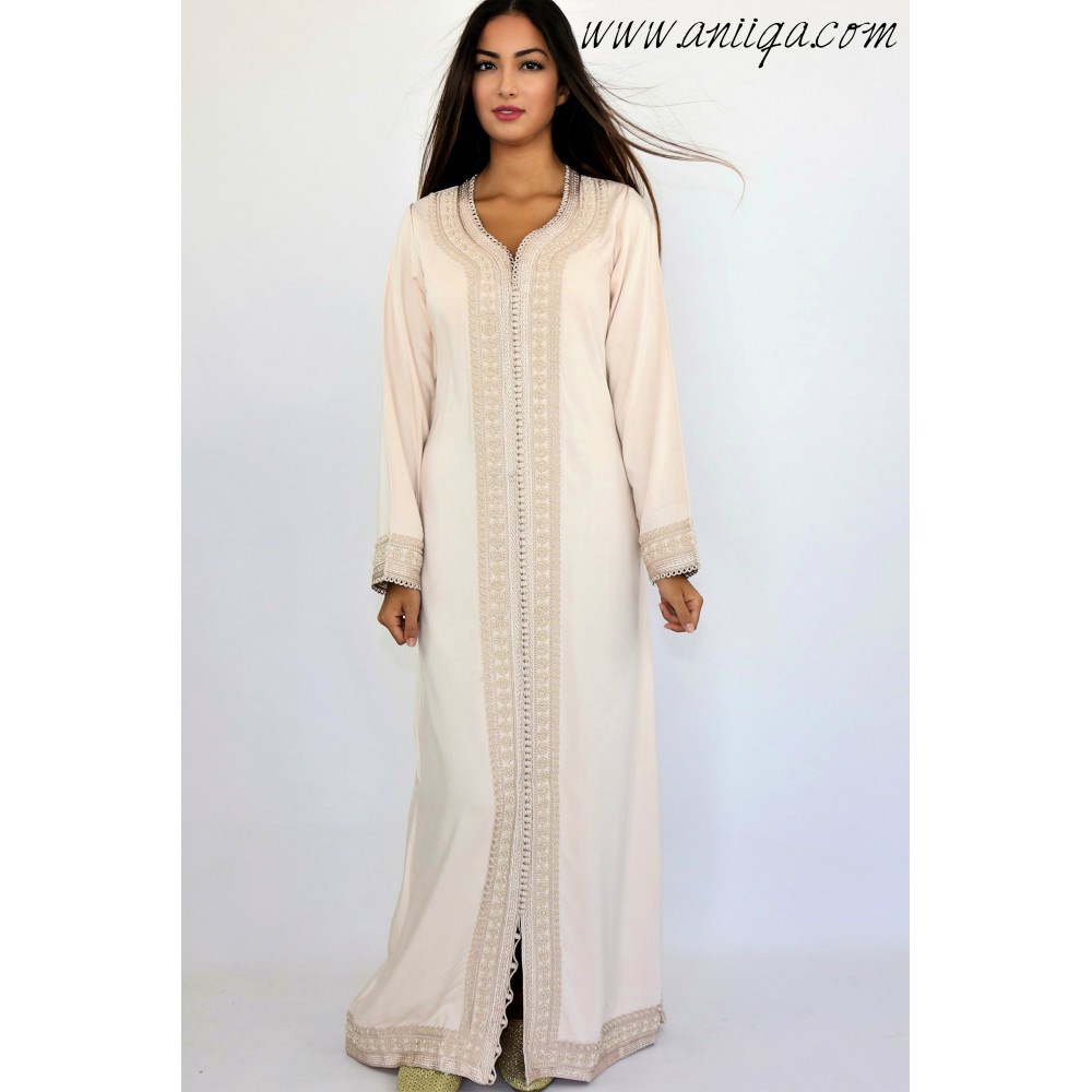 Caftan simple mlifa brodé et perlé