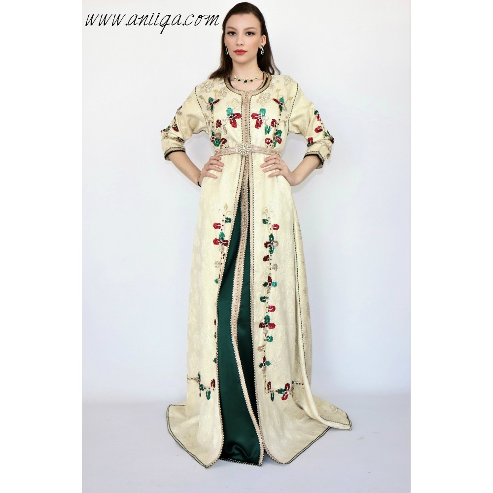 takchita brocard beige et vert royal