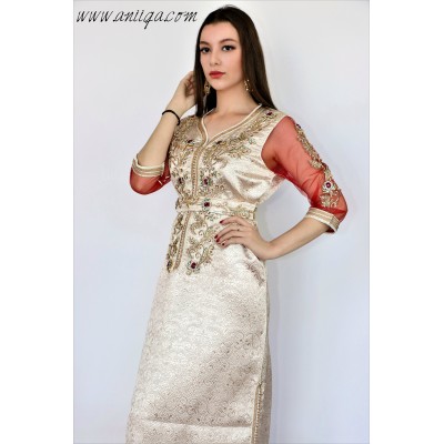 Caftan brocard simple 2018/2019 beige