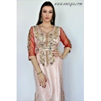 Caftan brocard simple rose 2018/2019