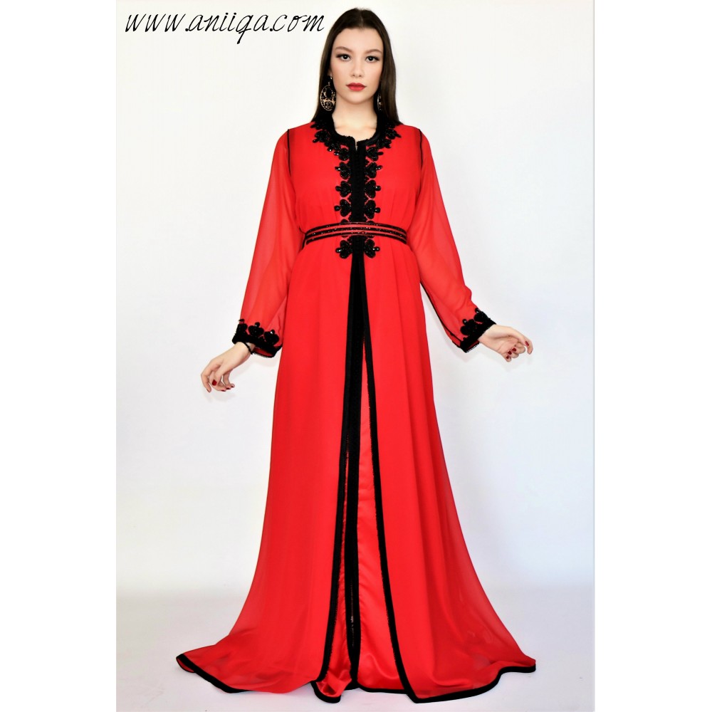 Caftan grande taille Takchita rouge Robe oriental Chic Caftan Robe