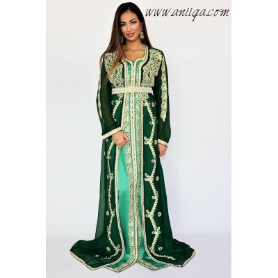 caftan marocain, caftan vert henné, vente de caftan pas cher, takchita pas cher en ligne, takchita 2019