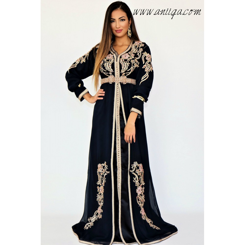 caftan bleu nuit, caftan simple pas cher, takchita simple 2019, takchita pas cher, vente de caftan, caftan en ligne