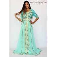 caftan vert eau pas cher, site en ligne de caftan, caftan moderne pas cher, takchita pas cher, caftan 2019, vente de caftan