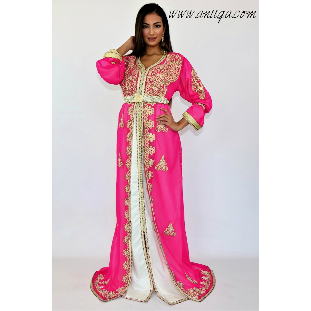 caftan fushia, caftan simple en ligne, takchita fushia 2019, caftan marocain pas cher, takchita pas cher 