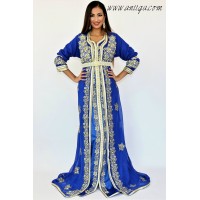 caftan pas cher en ligne, caftan bleu roi brodée et perlée , caftan bleu roi 2019, takchita pas cher, caftan