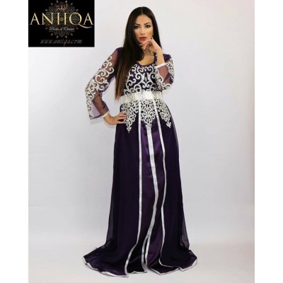 caftan moderne violet et argent