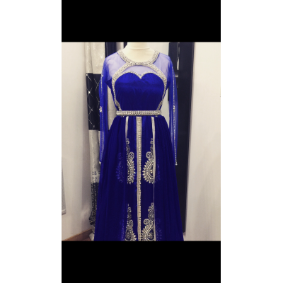 Robe de soirée orientale bleu roi