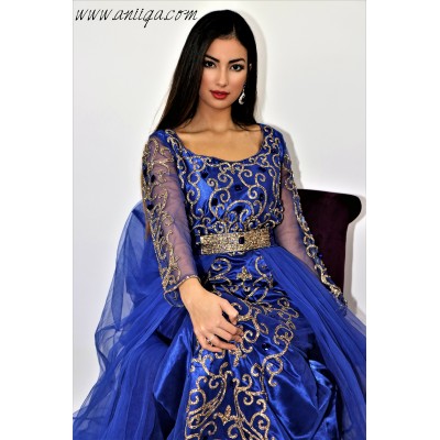 Caftan moderne bleu roi