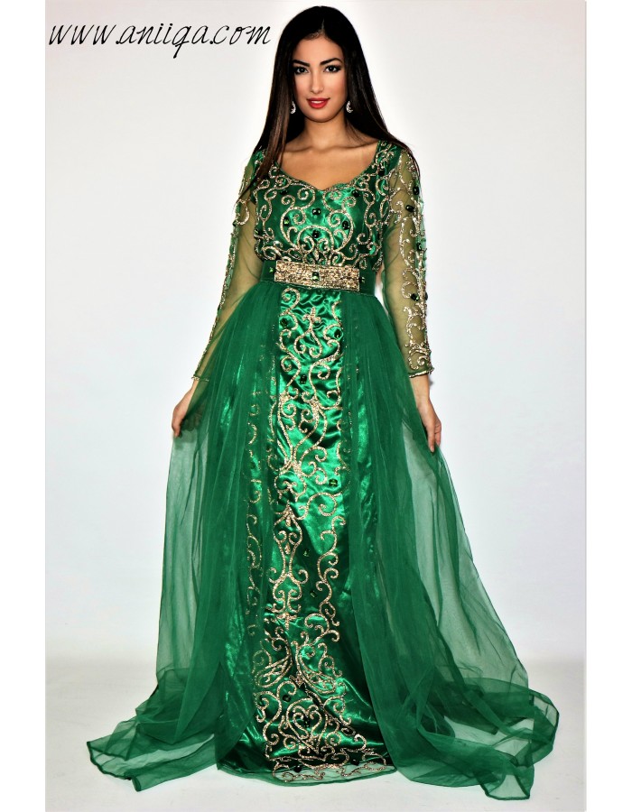 caftan vert mariée