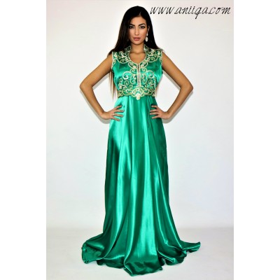 robe de soirée sans manche, robe de soirée en ligne, caftan robe pas cher 2019, caftan moderne, caftan vert style robe de soirée