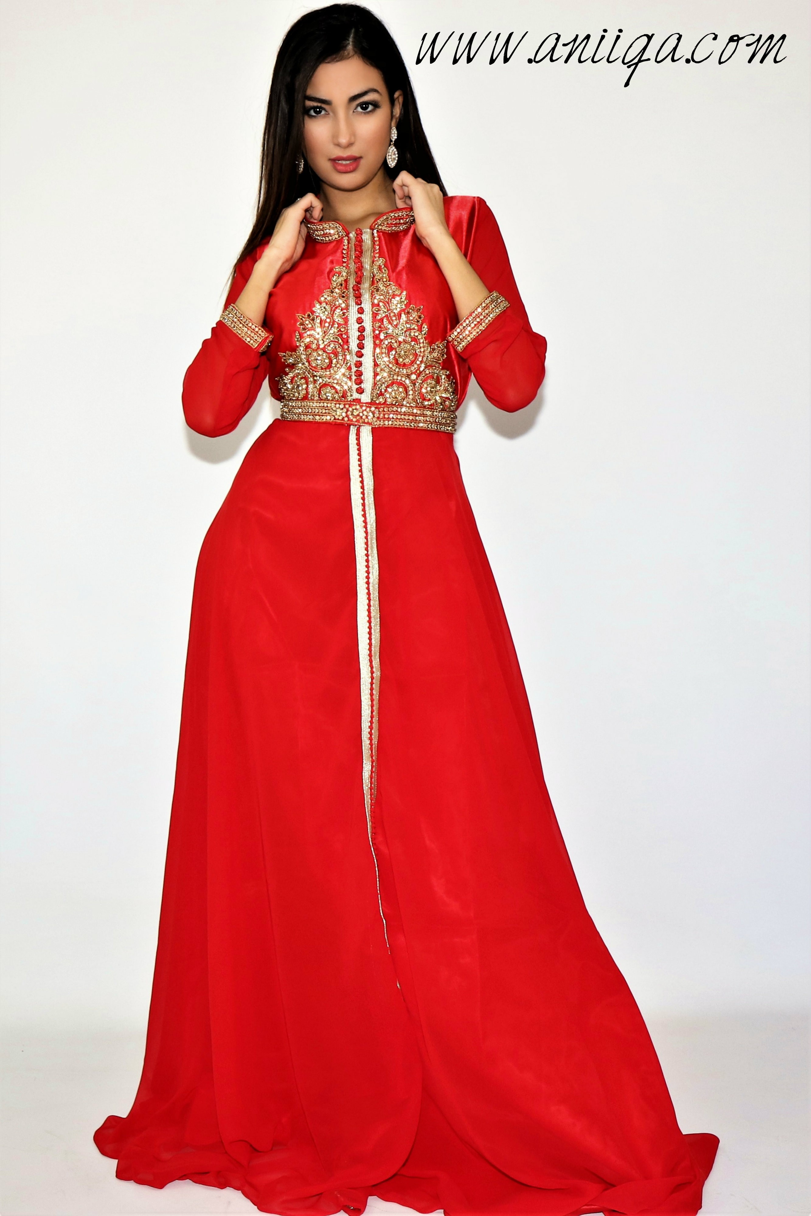 robe caftan rouge