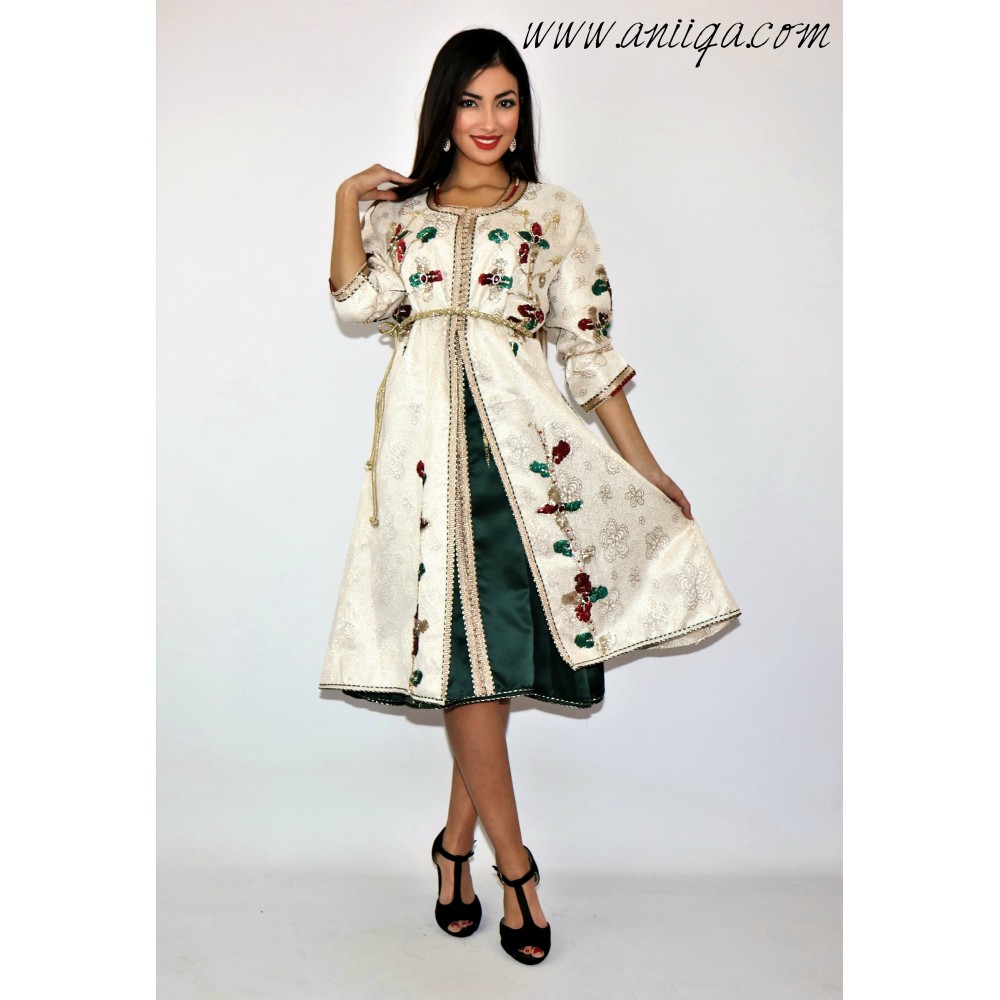 caftan mini, caftan brocard pas cher, caftan moderne 2019, caftan brocard  brodé et perlé, caftan en ligne , caftan pas cher