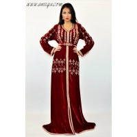 Caftan velours de soie Bordeaux