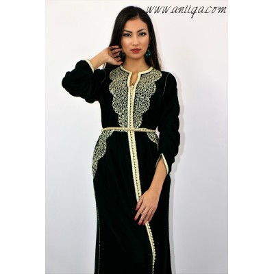 caftan velours vert moderne et simple