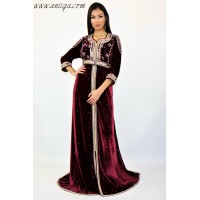 Caftan velours de soie Bordeau