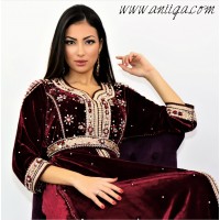 Caftan velours de soie Bordeau