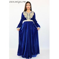 caftan marocain pas cher, caftan velour cloche 2019, caftan moderne en ligne 2019, caftan pas cher sur paris, caftan bleu simple