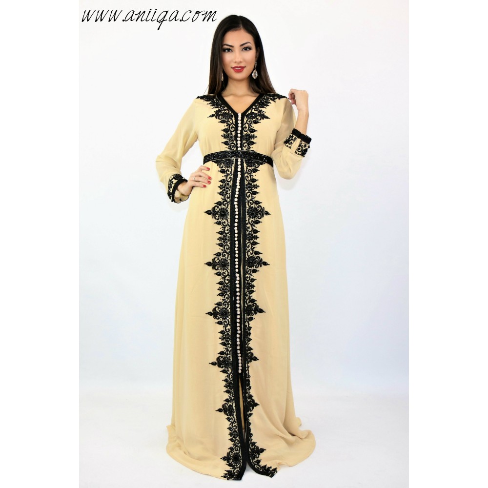 Caftan moderne beige et noir