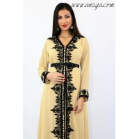 Caftan moderne beige et noir