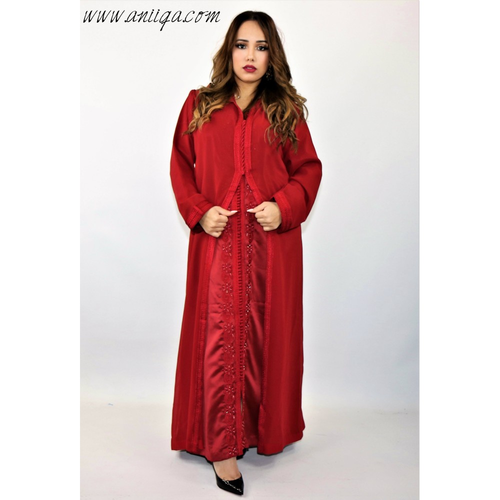 Djellaba marocaine 2 pièces rouge