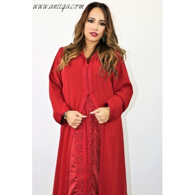 Djellaba marocaine 2 pièces rouge