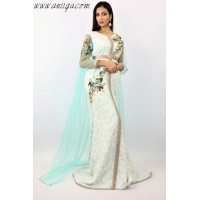 Caftan brocard 2019 coupe sirène avec cape en tulle